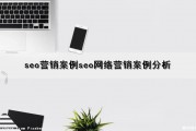 seo营销案例(seo网络营销案例分析)（seo网络营销策略）